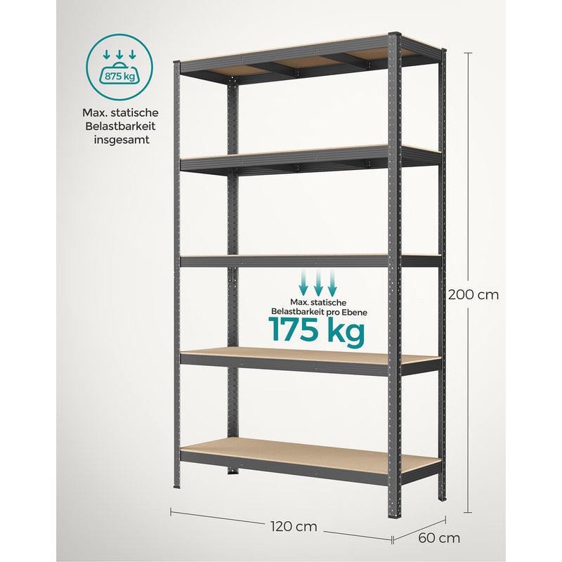 Byggnadsskåp - Cellobilder - med 5 nivåer - på 200 cm hög -gray