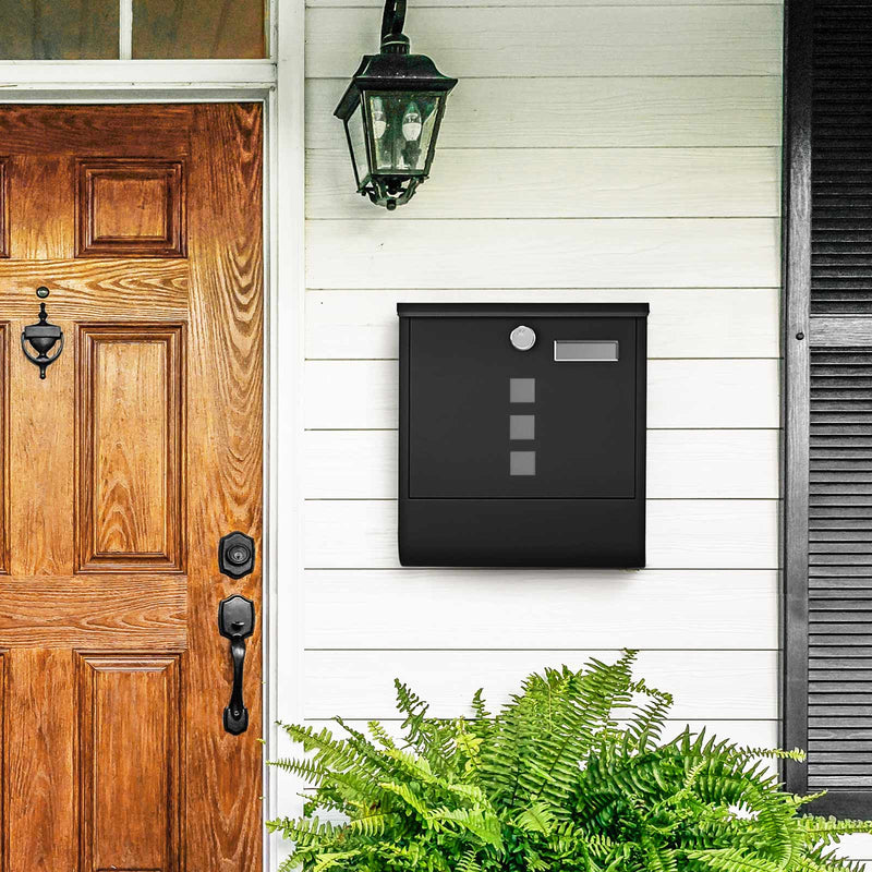 Wall Letterbox - Letterbox - med tidningsbox och typskylt - med lås - svart