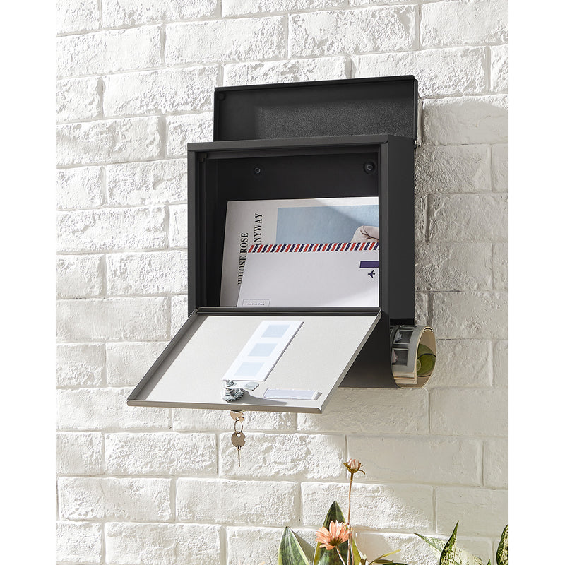 Boîte aux lettres Wall - Boîte aux lettres - avec boîte à journaux et plaque signalétique - avec verrouillage - Silver Black