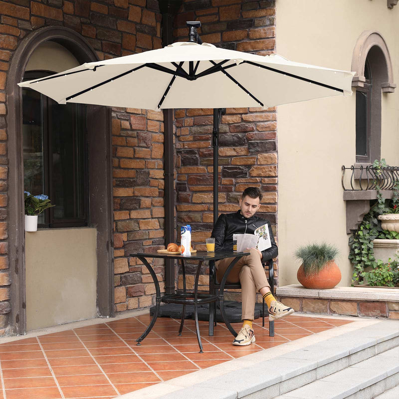 Parasol - Met LED-zonneverlichting - Zonnescherm - Beige