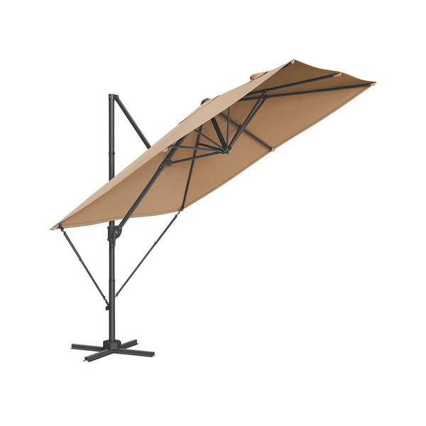 Parasol - Met Zwengel - Vierkant - Met kruisvoet - Beige