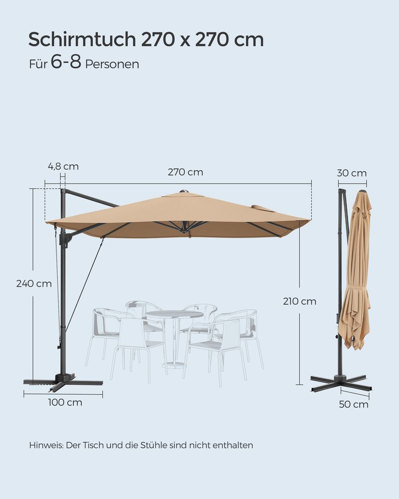 Parasol - kampi - neliö - poikkijalka - beige