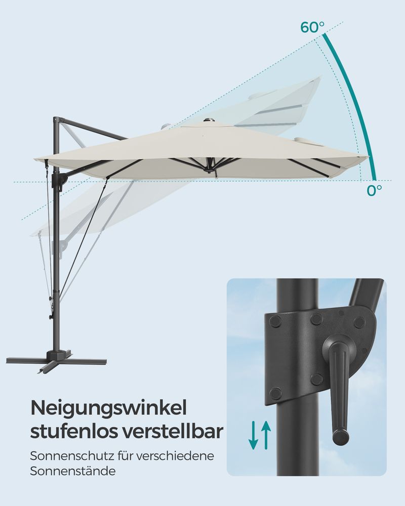 Parasol - med vev - fyrkant - med cross -fot - vit