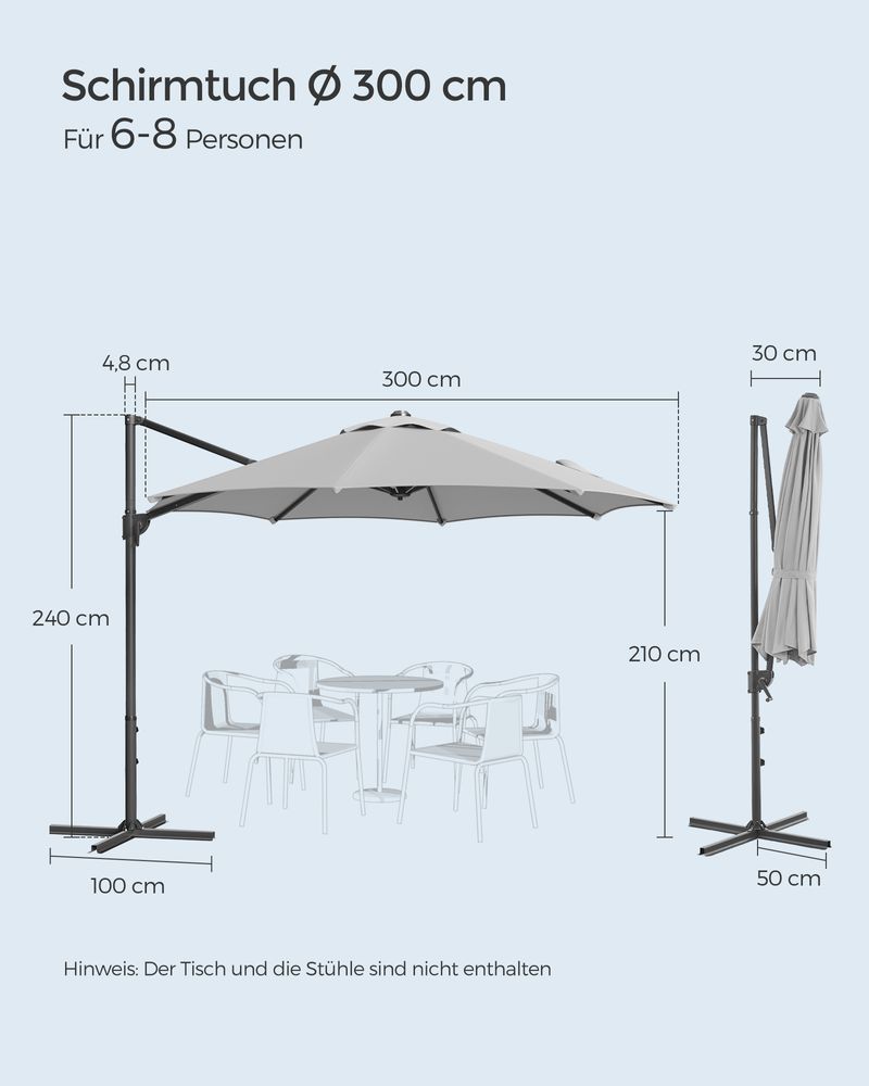 Parasol - kantaja -aurinko - kampilla ja ristijalkalla - harmaa