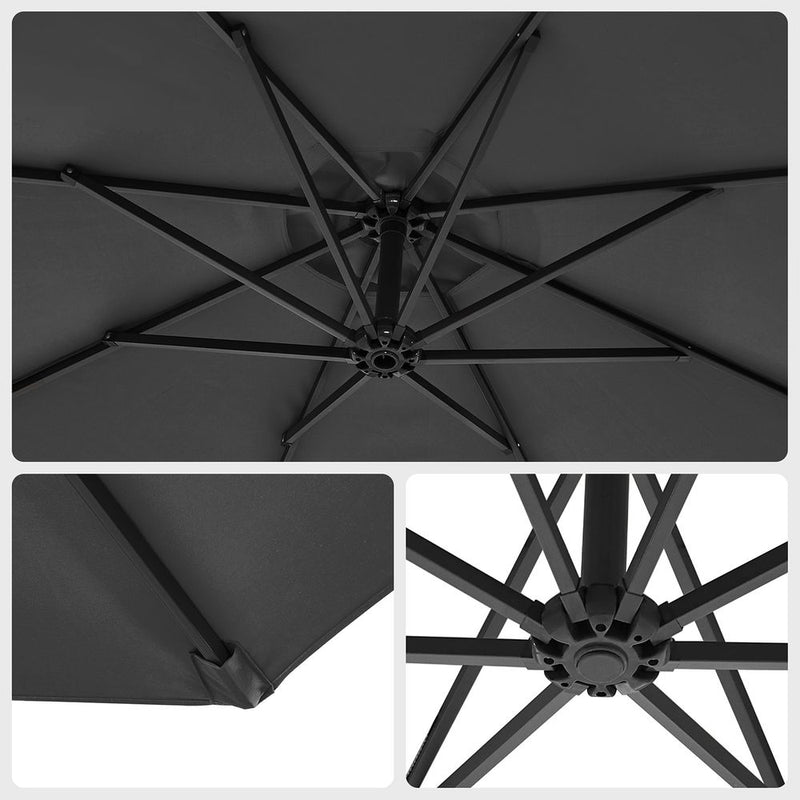 Parasol - Sunshade - Octagonal - Med Sling och Cross Base - Grey