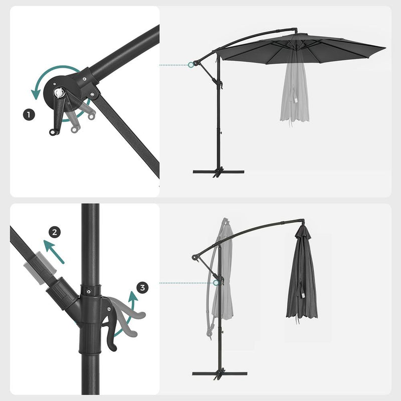 Parasol - Sunshade - Octagonal - Med Sling och Cross Base - Grey