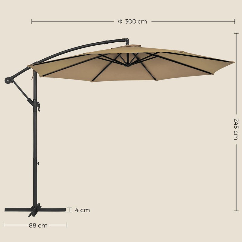 Parasol - Sunshade - Octagonal - Med Sling och Cross Foot - Brown