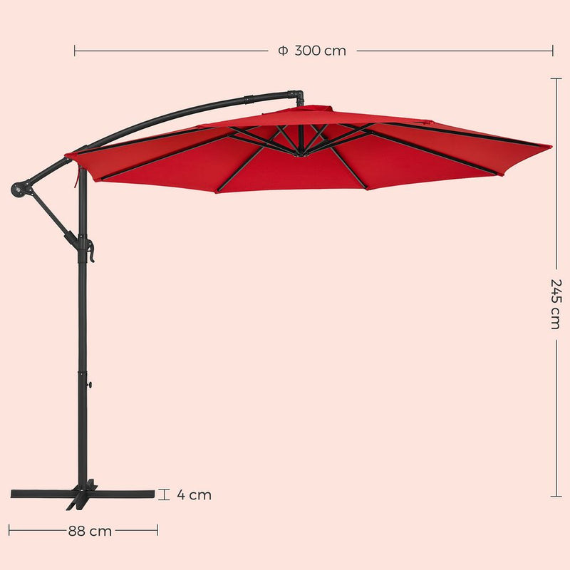 Parasol - Sunshade - Octagonal - med pendel och korsröd