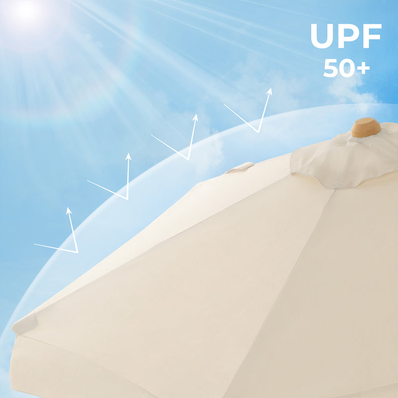 Parasol - Sunshade - 300 cm - träram - Creme