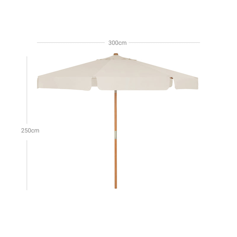 Parasol - Auringonvarjo - 300 cm - puinen runko - creme