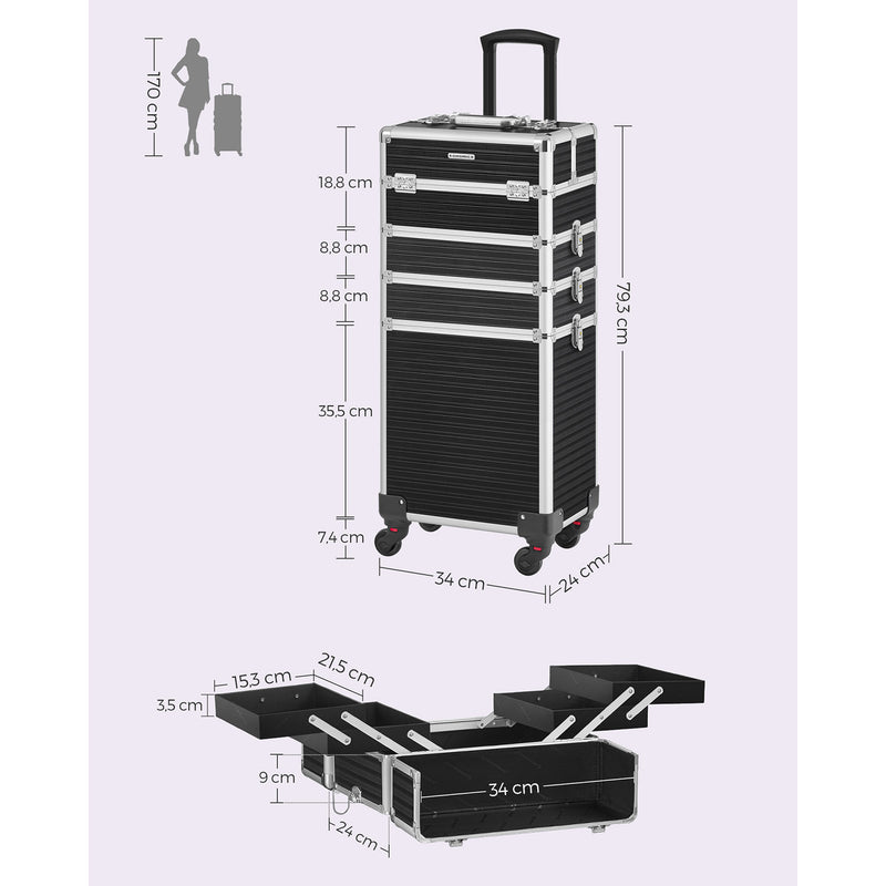 Carcasă pentru cărucioare - pentru călătorii - cu roți - negru