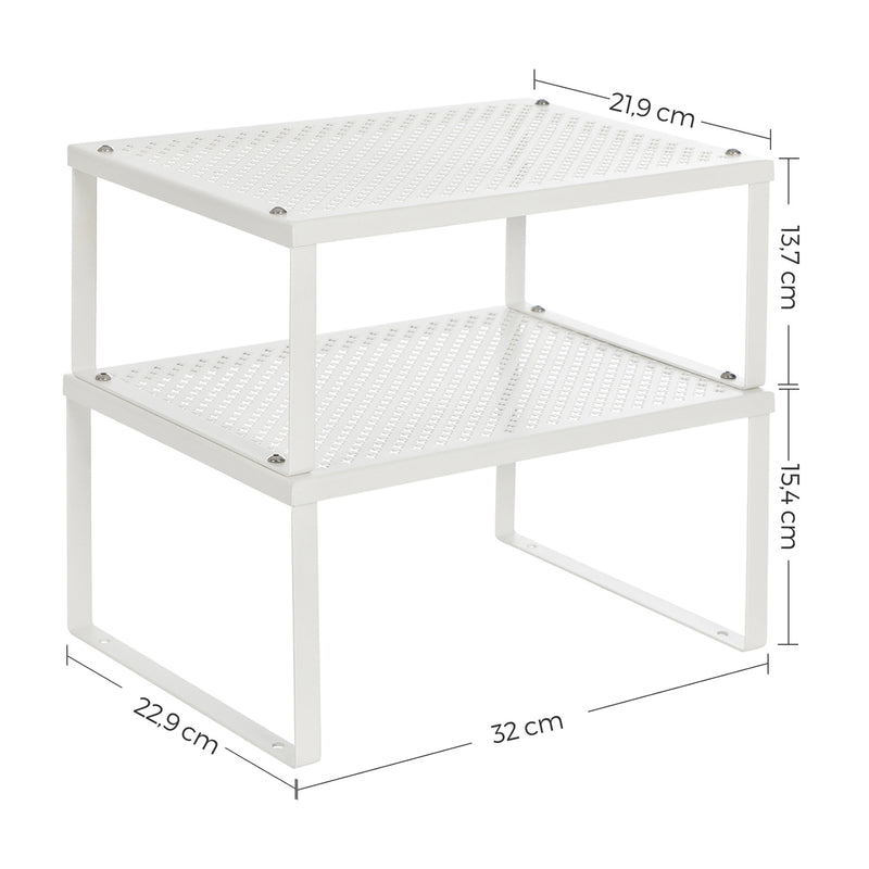 Keukenorganizers - Keukenplanken - Set van 2 - Metaal - Wit