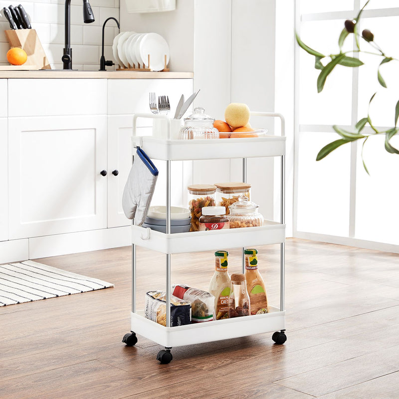 Kitchen Trolley - Rollerbil - med 3 niveauer - med hjul - Hvid