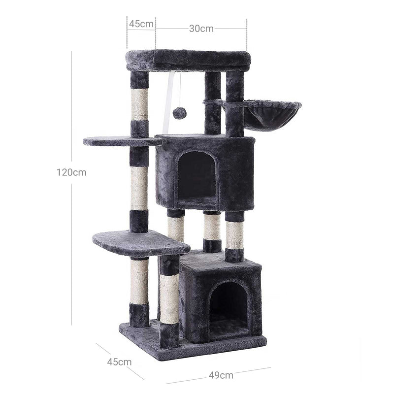 Post de zgâriere - 3 platouri - 119,9 cm înălțime - gri închis