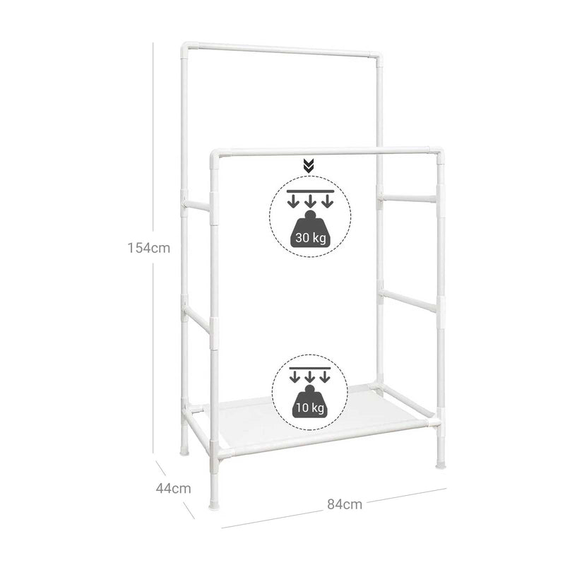 Rack de vêtements - Armoire - 2 tiges - avec grille - blanc