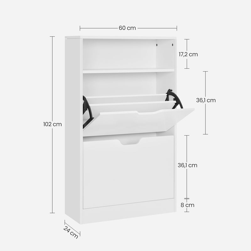 Armoire à chaussures - avec 2 vannes - moderne - blanc