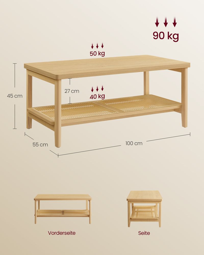 Salontafel - Dressoir - 2 lagen met opbergruimte - Hout - Bruin