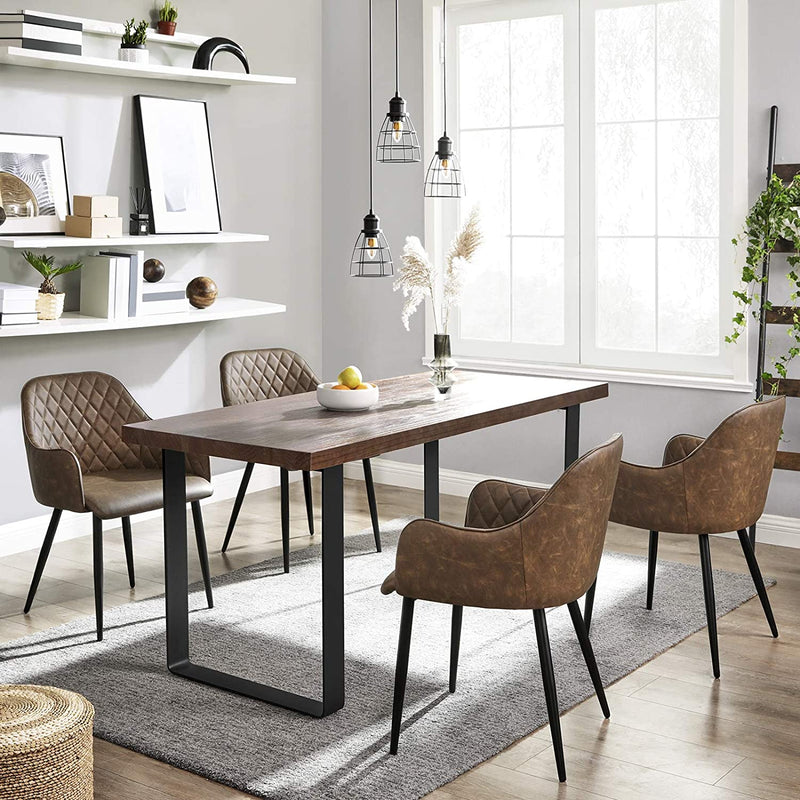 Chaises de salle à manger - chaises de cuisine - Ensemble de 2 - siège matelassé - jambes en métal - marron