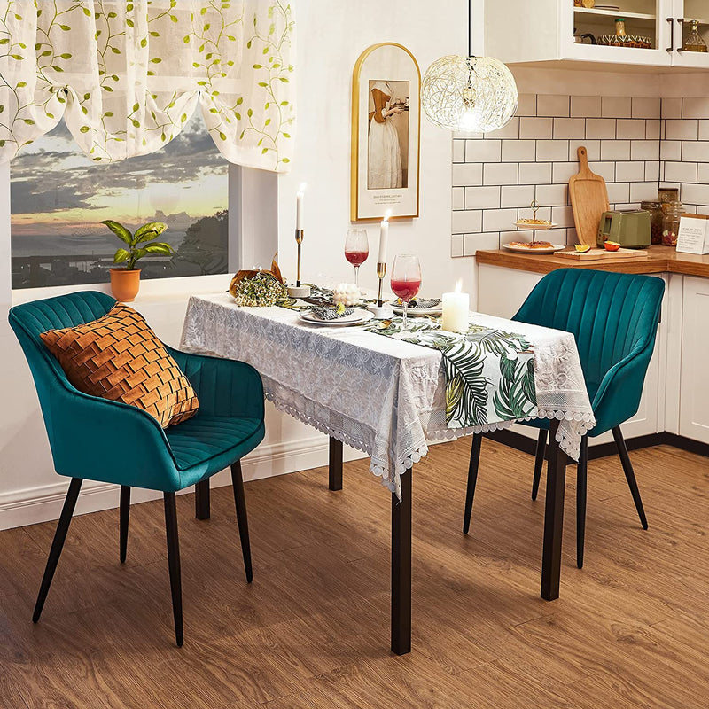 Chaises de salle à manger - chaises de cuisine - Ensemble de 6 - Velvet Seat - Met Metal - Green