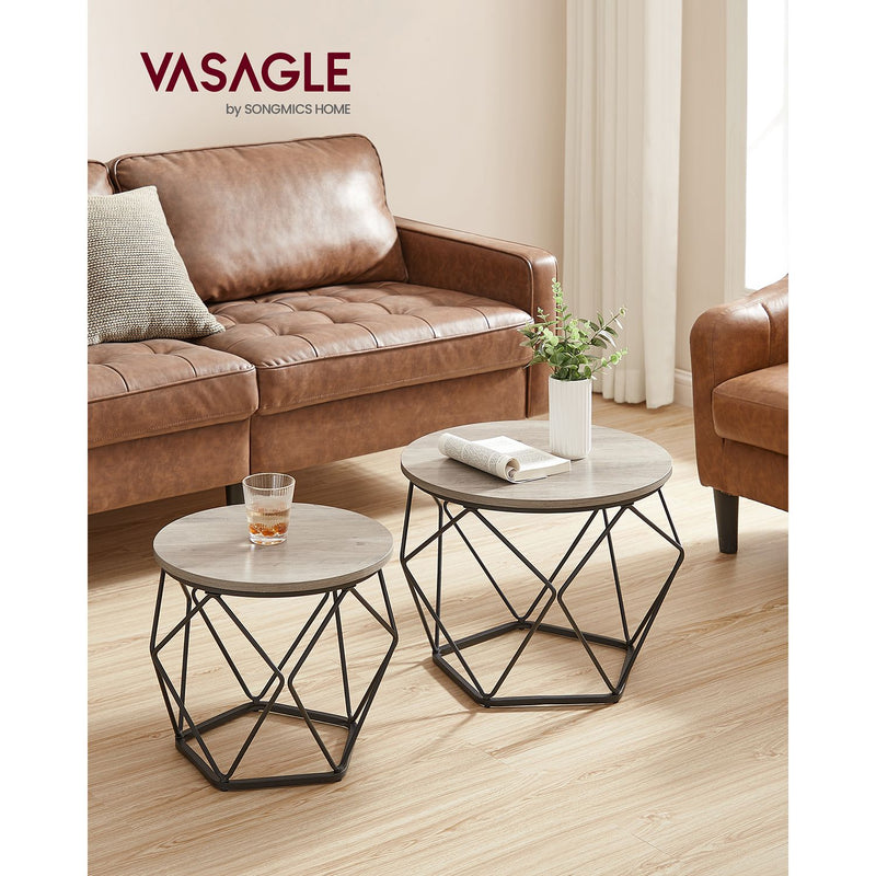 Tabel lateral - set de 2 - mese de cafea - alb negru