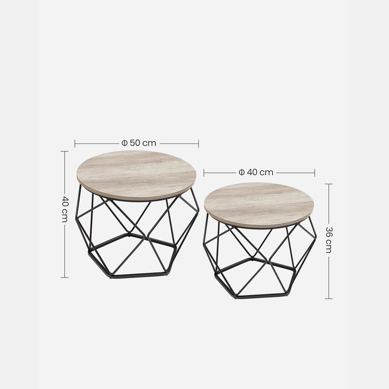 Tabel lateral - set de 2 - mese de cafea - alb negru