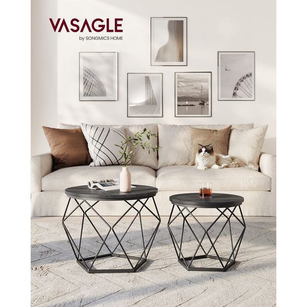 Tabel lateral - set de 2 - mese de cafea - negru