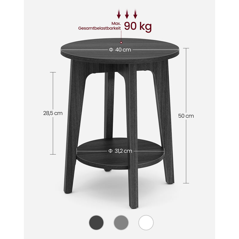 Tabel lateral modern - cu 2 rafturi - Van Hout - Zwart