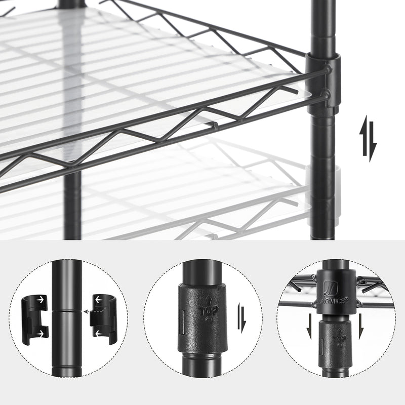 Rack de cuisine - Rack de rangement - avec 5 niveaux - Cadre métallique - noir