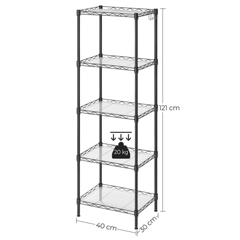 Rack de cuisine - Rack de rangement - avec 5 niveaux - Cadre métallique - noir