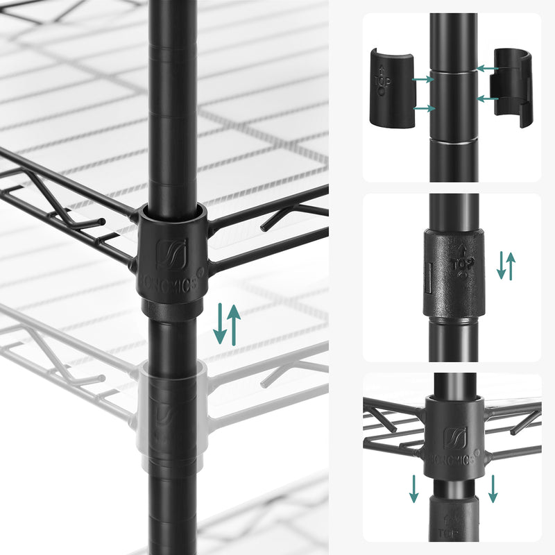 Keukenrek - Opbergrek - Met 6 niveaus - Metalenframe - Zwart