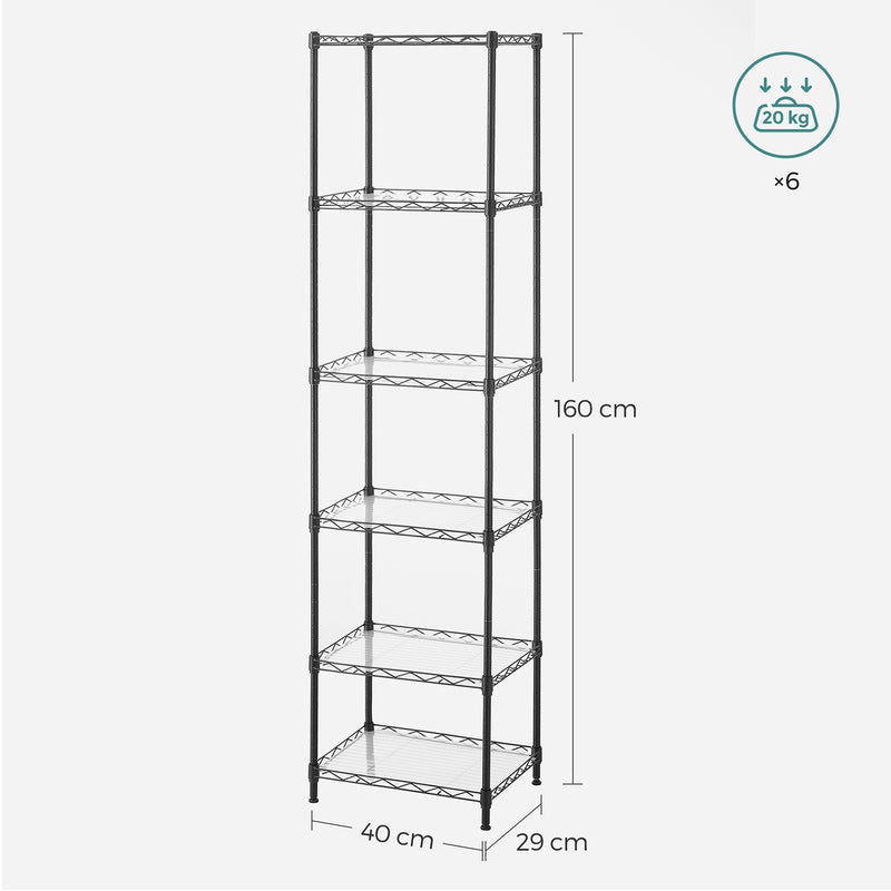 Keukenrek - Opbergrek - Met 6 niveaus - Metalenframe - Zwart