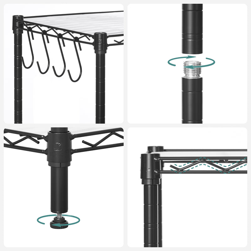 Keukenrek - Opbergrek - Met 6 niveaus - Metalenframe - Zwart