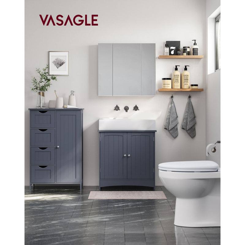 Armoire de rangement - armoire de salle de bain étroite - avec 4 tiroirs - bleu