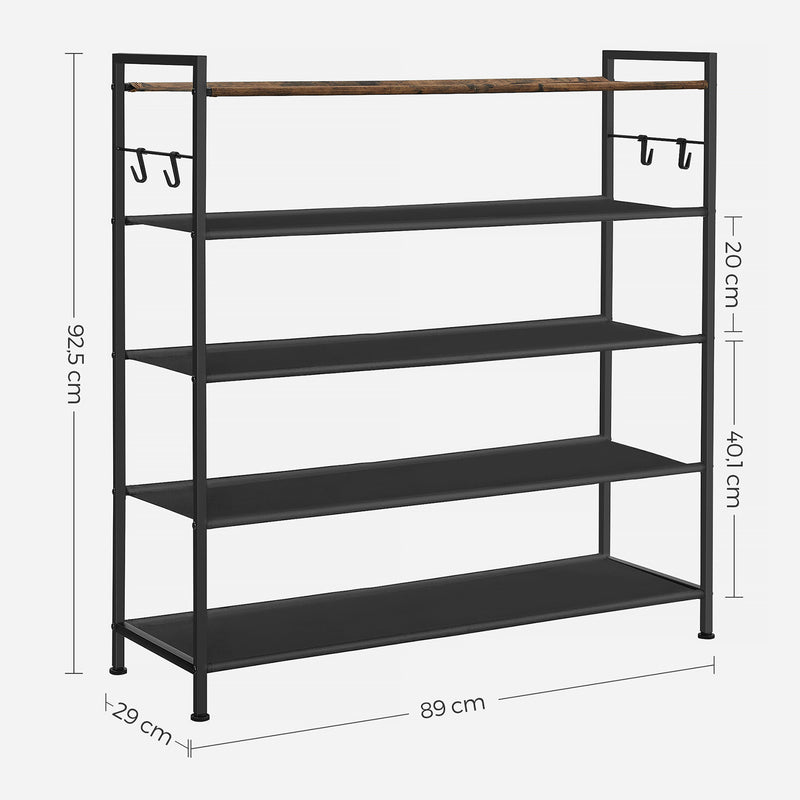 Armoire à chaussures - Rack à chaussures - avec 5 niveaux - noir