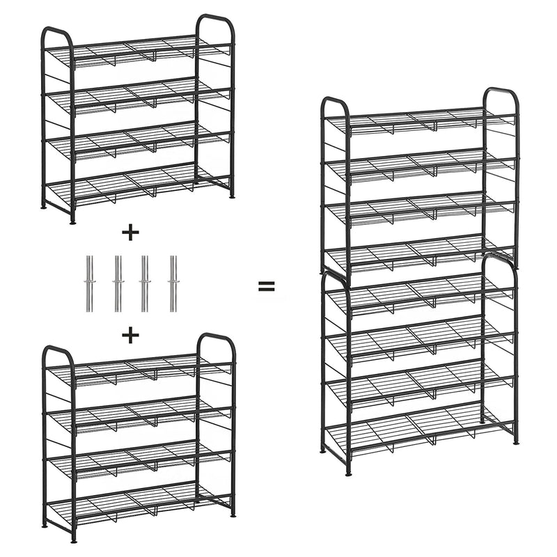 Kenkäkaappi - metallikenkäteline - 4 tasoa - musta