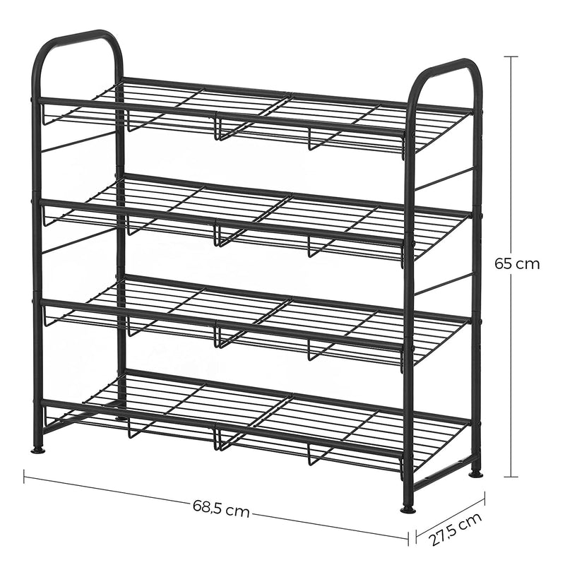 Dulap de încălțăminte - suport pentru pantofi metalici - 4 niveluri - negru