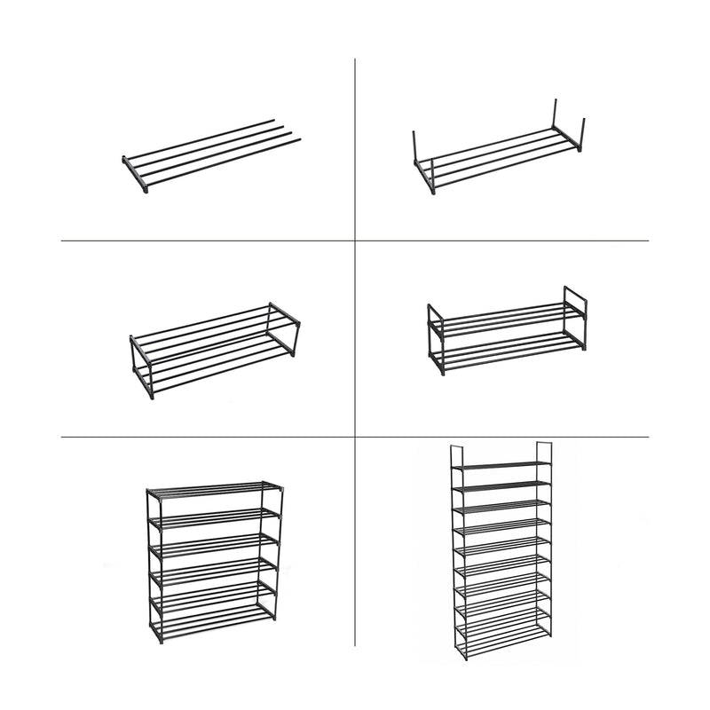 Armoire à chaussures - Rack à chaussures - avec 10 niveaux - Cadre en acier - noir