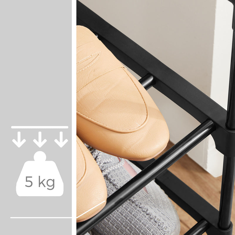 Shoe Rack - Shoe Cabinet - Med 3 nivåer - Metal Frame - Svart