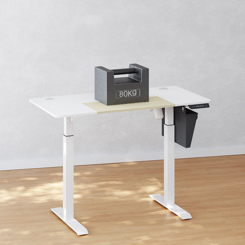 Sit Stand Desk - Laskettu taulukko - Korkeus säädettävä - Pyörillä - 120 cm x 60 cm - valkoinen