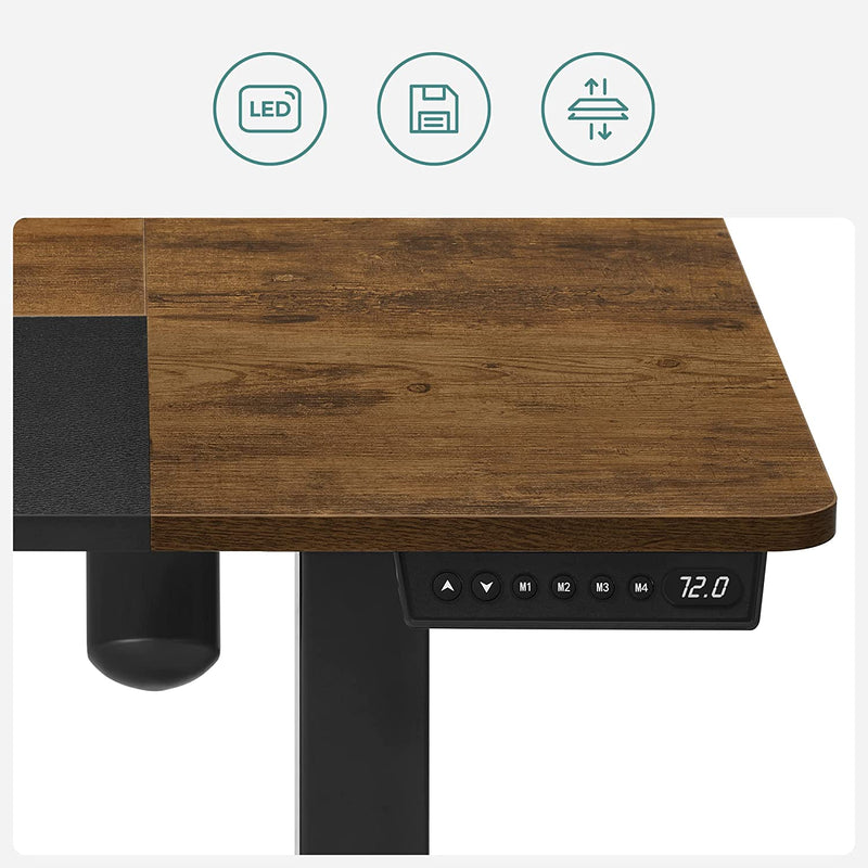 Sit Stand Desk - Tabel calculat - Reglabil înălțime - cu roți - 120 cm x 60 cm - maro