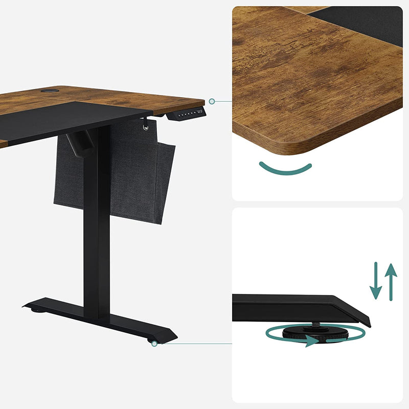 Zit sta bureau - Computertafel - In hoogte verstelbaar - Met wielen - 120cm x 60cm - Bruin