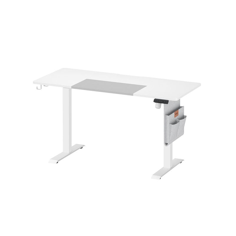 Desk - Elektrisk skrivebord - Højdejusterbar - med hjul - 60x140cm - Hvid