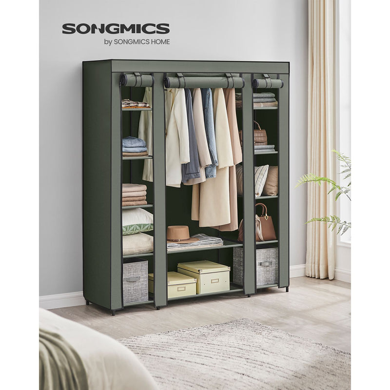 Armoire - armoire pliable - avec canne à vêtements - cadre métallique - tissu à l'extérieur - vert