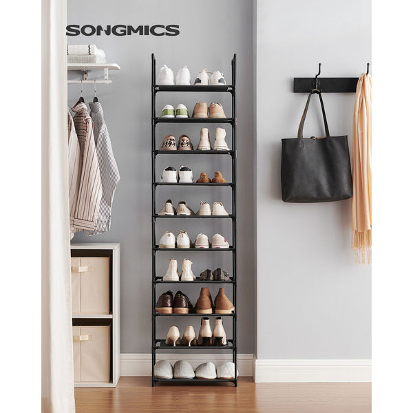 Shoe Rack - Shoe Cabinet - Med 10 nivåer - Metal Frame - Svart