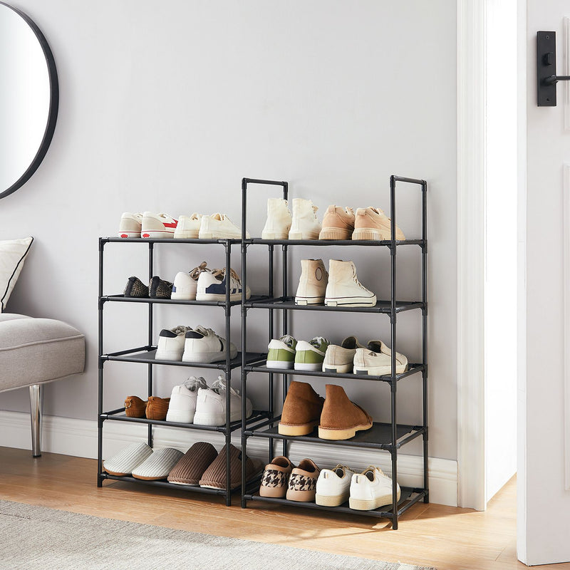 Shoe Rack - Shoe Cabinet - Med 10 nivåer - Metal Frame - Svart