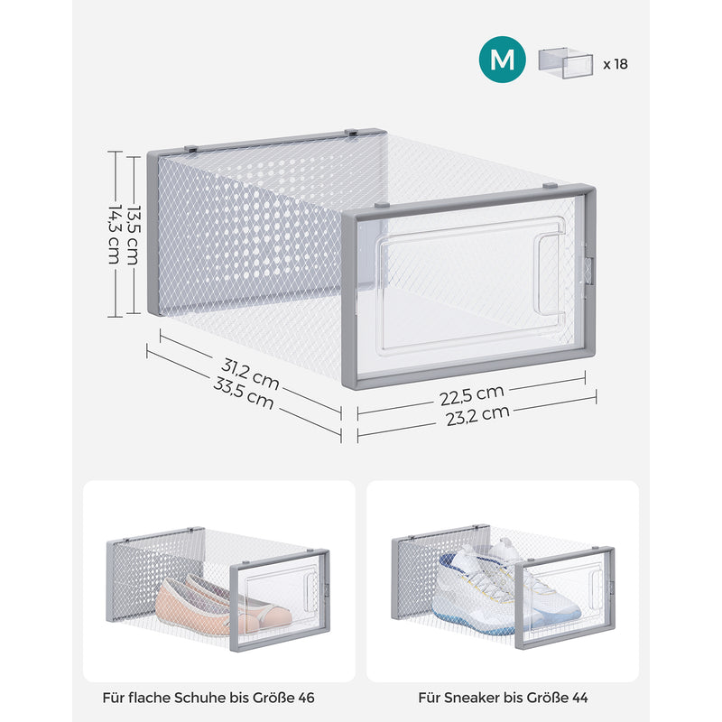 Skoboxar - skoboxar - 18 stycken - transparent -gray