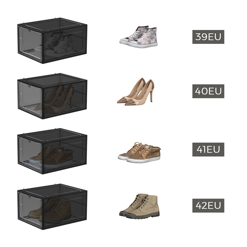 Boîtes à chaussures - Ensemble de 12 boîtes à chaussures - noir transparent