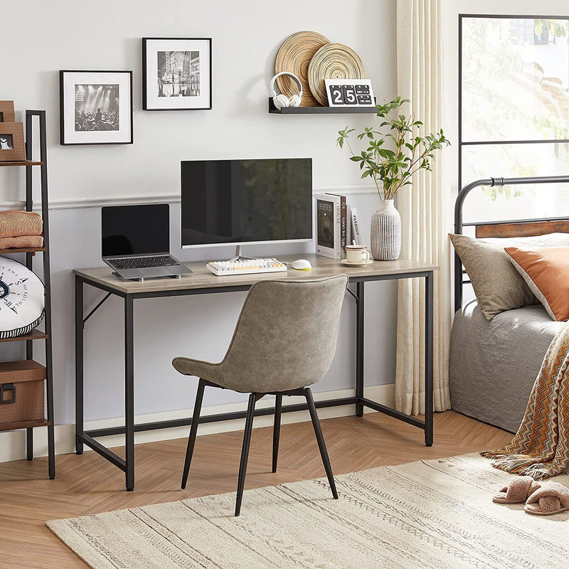 Table d'ordinateur - Bureau - 140 cm de large - cadre rassis et haut en bois - gris