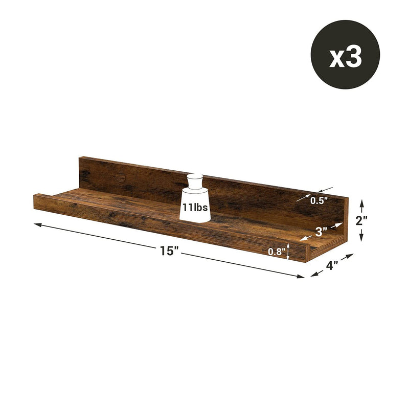 Wandplanken - Set van 3 - Ophangbaar - Hout - Bruin