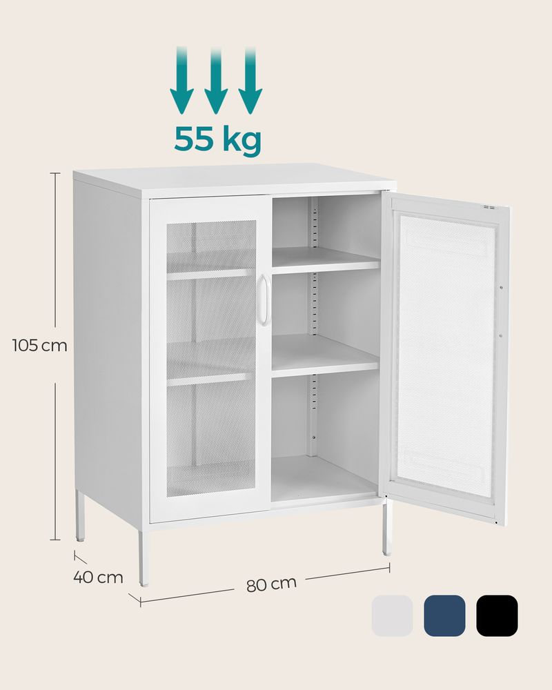 Opbevaringsskab - Stue Cabinet - Døre - Metal - Hvid